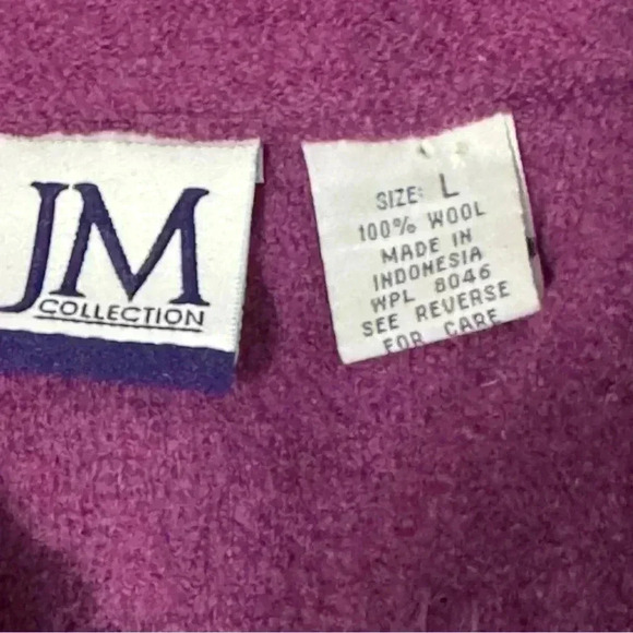 JM Collection Jennifer Moore 100% Wool Cardigan L Purple Vintage - Picture 4 of 6